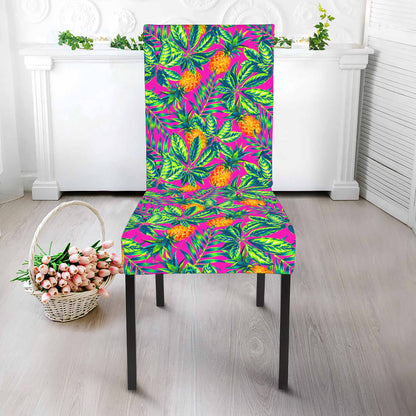 Hot Purple Pineapple Pattern Print Dining Chair Slipcover