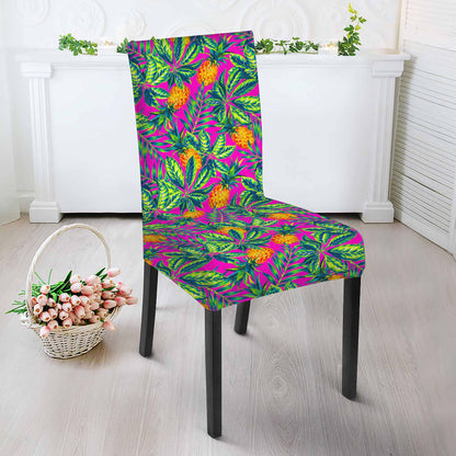 Hot Purple Pineapple Pattern Print Dining Chair Slipcover