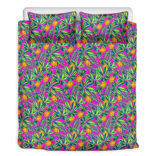 Hot Purple Pineapple Pattern Print Duvet Cover Bedding Set