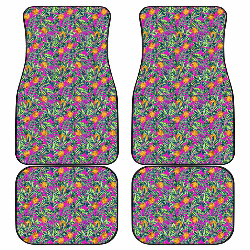 Hot Purple Pineapple Pattern Print Front and Back Car Floor Mats