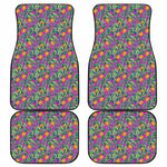 Hot Purple Pineapple Pattern Print Front and Back Car Floor Mats