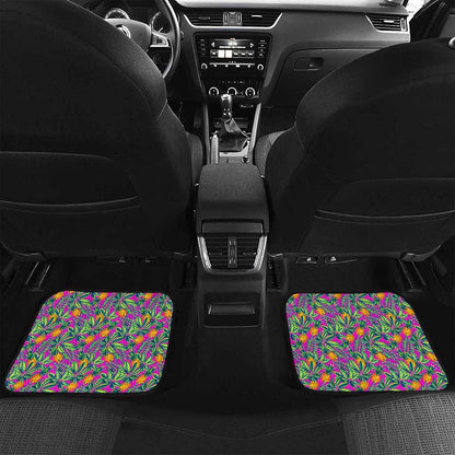 Hot Purple Pineapple Pattern Print Front and Back Car Floor Mats