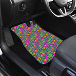 Hot Purple Pineapple Pattern Print Front and Back Car Floor Mats