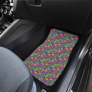 Hot Purple Pineapple Pattern Print Front and Back Car Floor Mats