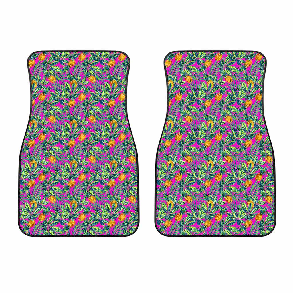 Hot Purple Pineapple Pattern Print Front Car Floor Mats