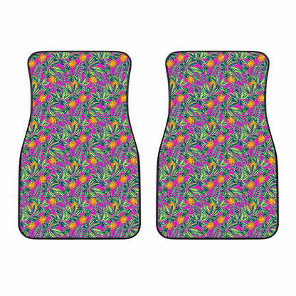 Hot Purple Pineapple Pattern Print Front Car Floor Mats