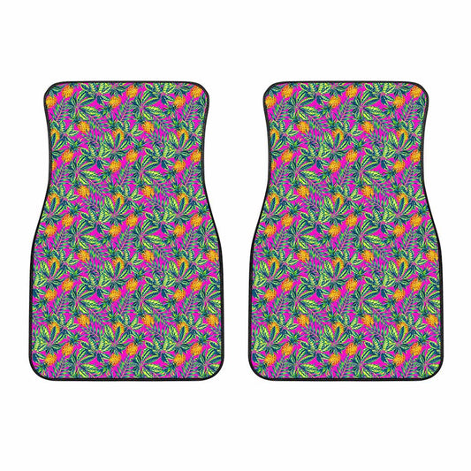 Hot Purple Pineapple Pattern Print Front Car Floor Mats