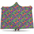 Hot Purple Pineapple Pattern Print Hooded Blanket
