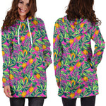 Hot Purple Pineapple Pattern Print Hoodie Dress GearFrost
