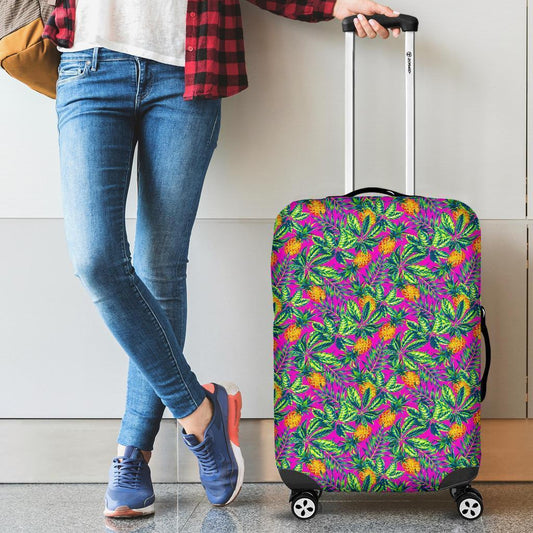 Hot Purple Pineapple Pattern Print Luggage Cover GearFrost