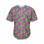 Hot Purple Pineapple Pattern Print Men's Baseball Jersey