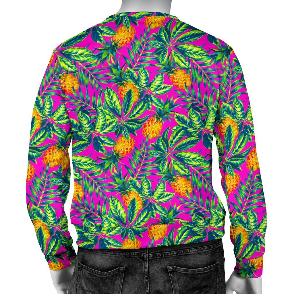 Hot Purple Pineapple Pattern Print Men's Crewneck Sweatshirt GearFrost