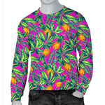 Hot Purple Pineapple Pattern Print Men's Crewneck Sweatshirt GearFrost