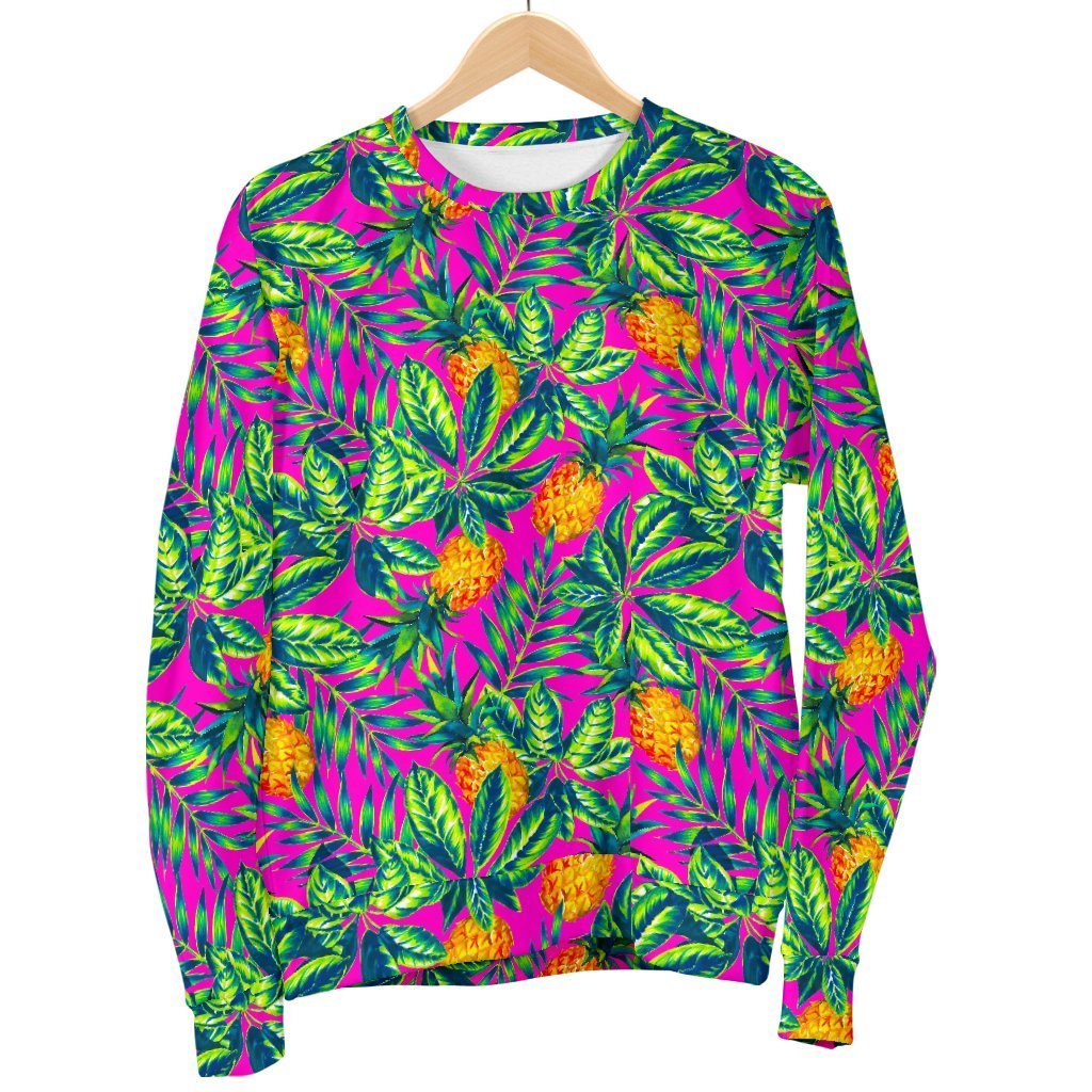 Hot Purple Pineapple Pattern Print Men's Crewneck Sweatshirt GearFrost