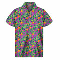 Hot Purple Pineapple Pattern Print Men's Short Sleeve Shirt