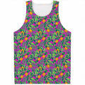 Hot Purple Pineapple Pattern Print Men's Tank Top
