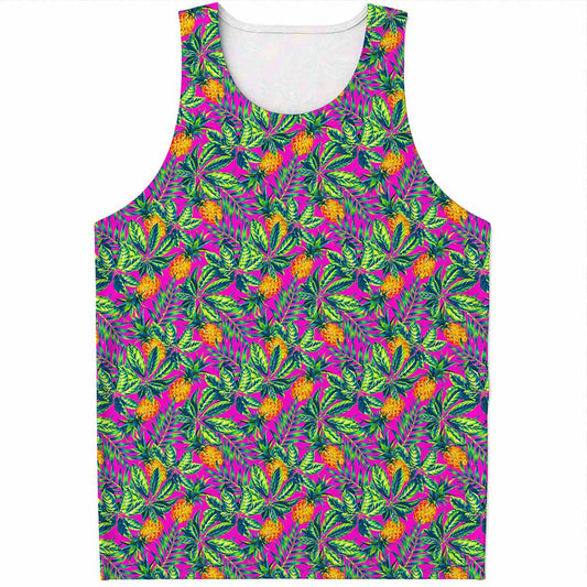 Hot Purple Pineapple Pattern Print Men's Tank Top