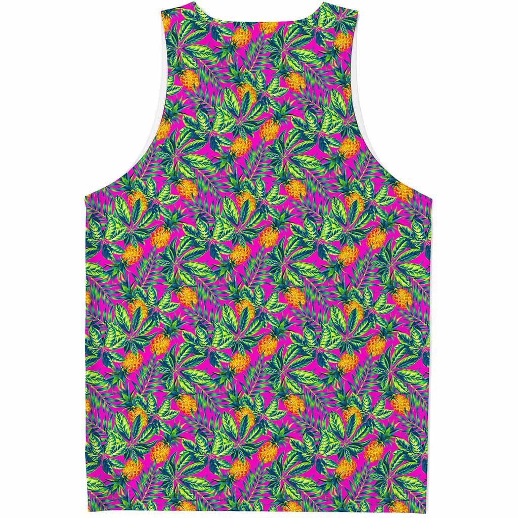 Hot Purple Pineapple Pattern Print Men's Tank Top