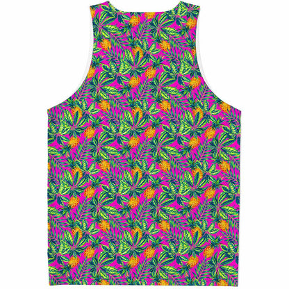 Hot Purple Pineapple Pattern Print Men's Tank Top