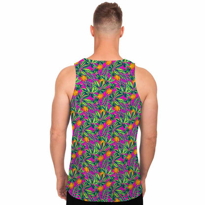 Hot Purple Pineapple Pattern Print Men's Tank Top