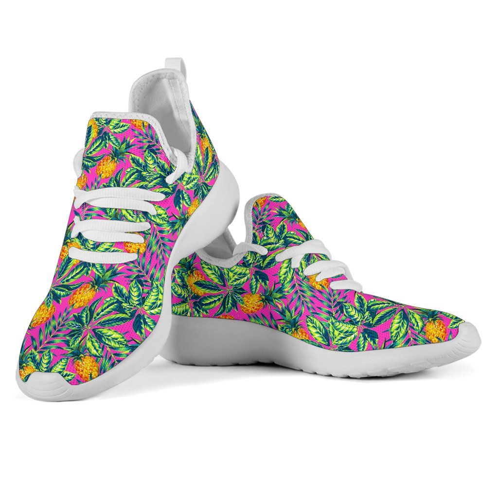 Hot Purple Pineapple Pattern Print Mesh Knit Shoes GearFrost