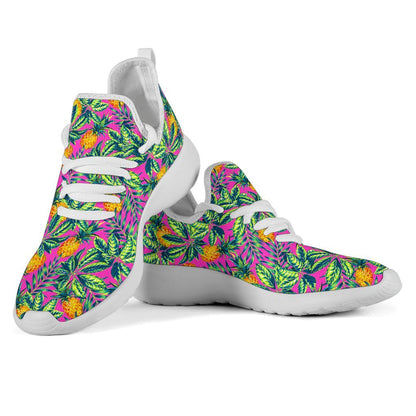 Hot Purple Pineapple Pattern Print Mesh Knit Shoes GearFrost