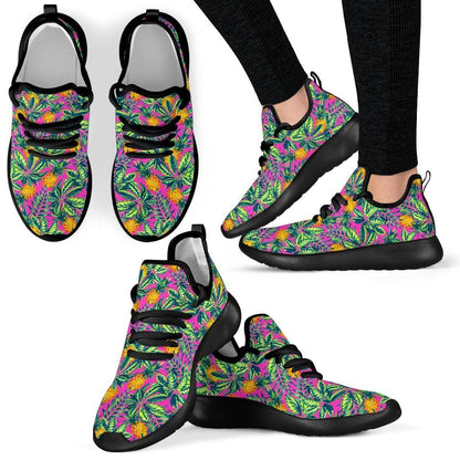 Hot Purple Pineapple Pattern Print Mesh Knit Shoes GearFrost