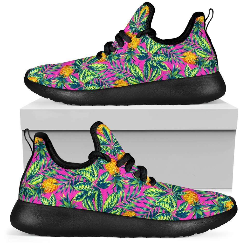 Hot Purple Pineapple Pattern Print Mesh Knit Shoes GearFrost