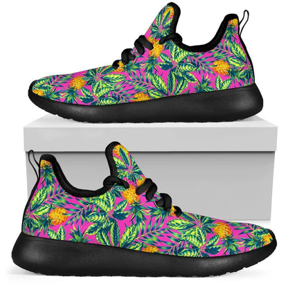 Hot Purple Pineapple Pattern Print Mesh Knit Shoes GearFrost