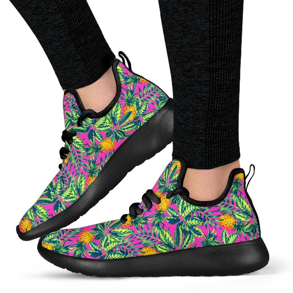 Hot Purple Pineapple Pattern Print Mesh Knit Shoes GearFrost