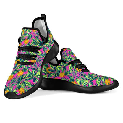 Hot Purple Pineapple Pattern Print Mesh Knit Shoes GearFrost