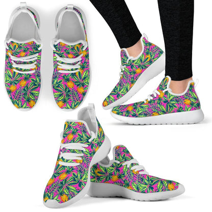 Hot Purple Pineapple Pattern Print Mesh Knit Shoes GearFrost