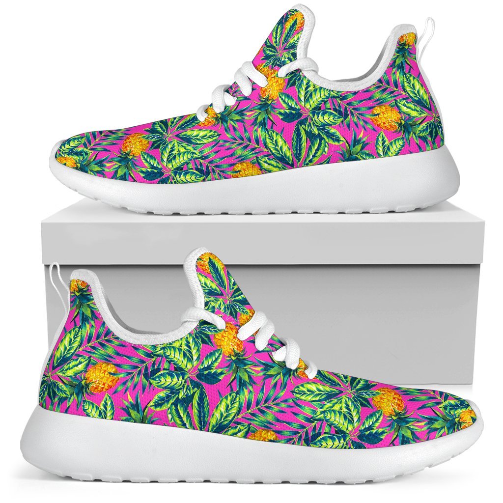 Hot Purple Pineapple Pattern Print Mesh Knit Shoes GearFrost