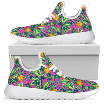 Hot Purple Pineapple Pattern Print Mesh Knit Shoes GearFrost