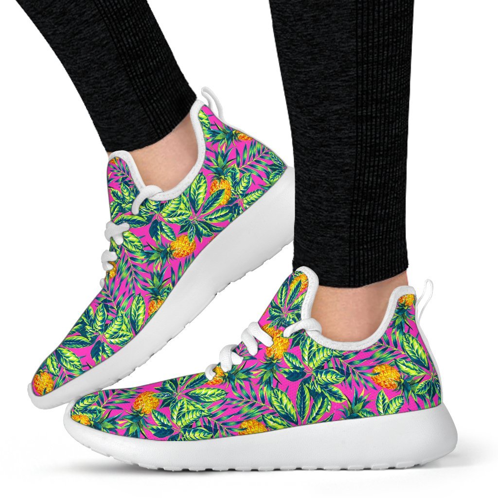 Hot Purple Pineapple Pattern Print Mesh Knit Shoes GearFrost