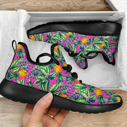 Hot Purple Pineapple Pattern Print Mesh Knit Shoes GearFrost