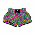 Hot Purple Pineapple Pattern Print Muay Thai Boxing Shorts