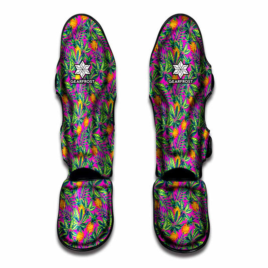 Hot Purple Pineapple Pattern Print Muay Thai Shin Guard