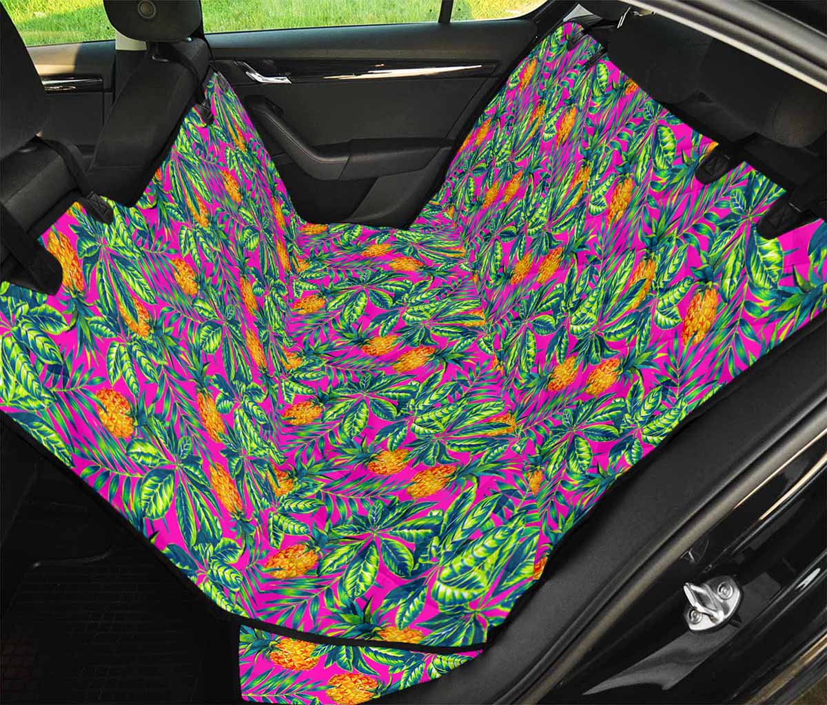 Hot Purple Pineapple Pattern Print Pet Car Back Seat Cover