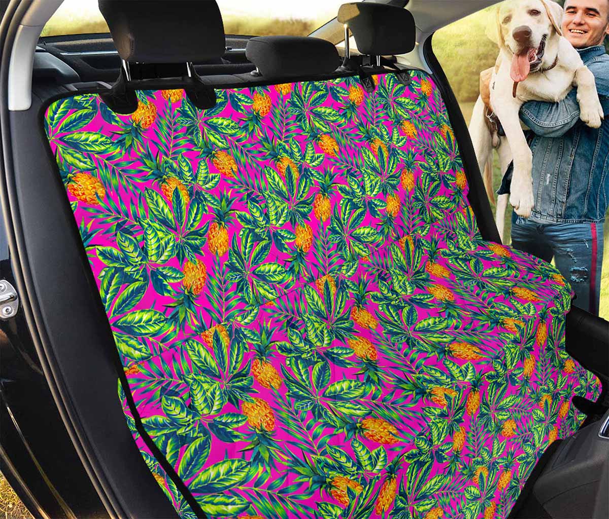Hot Purple Pineapple Pattern Print Pet Car Back Seat Cover