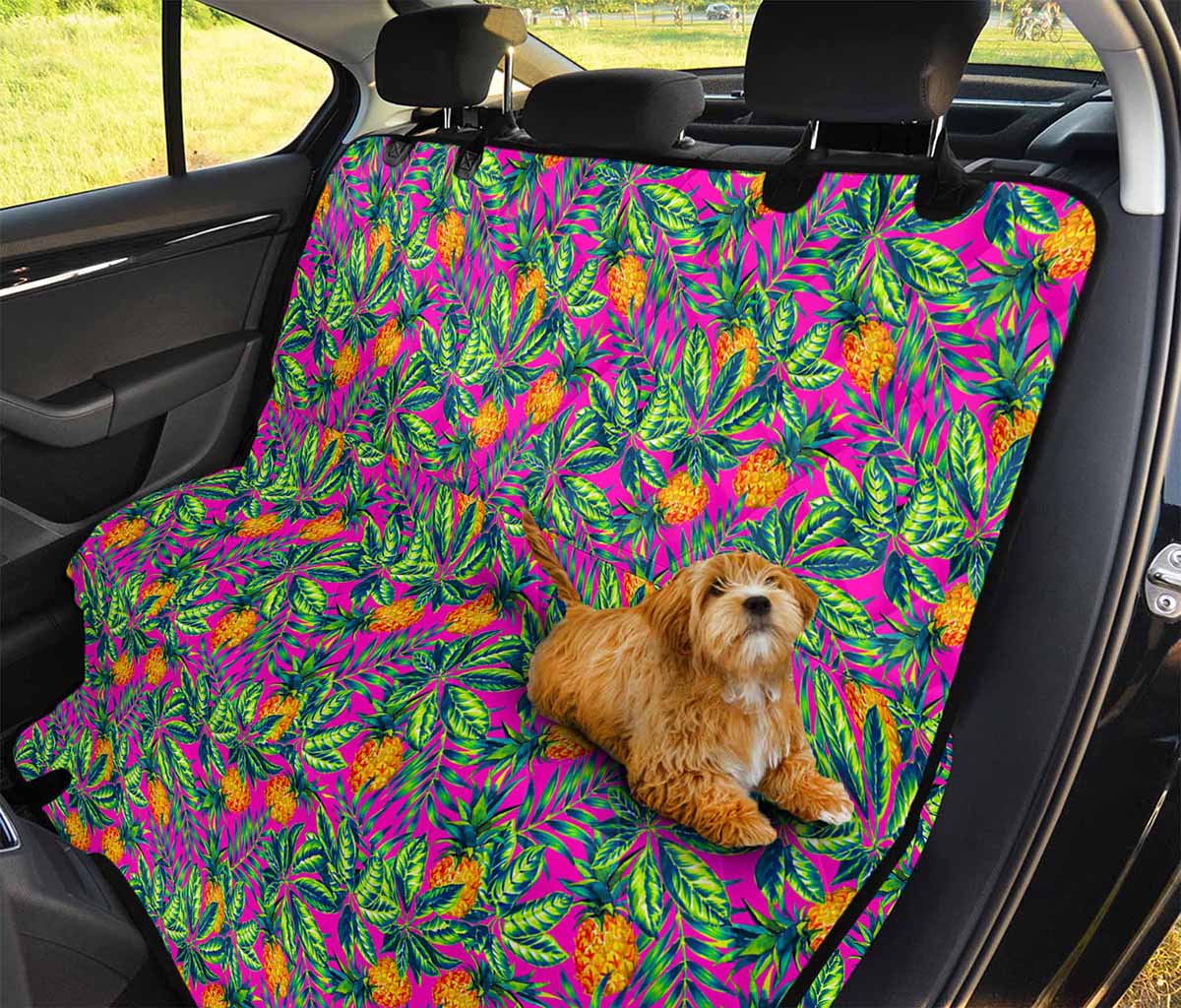 Hot Purple Pineapple Pattern Print Pet Car Back Seat Cover