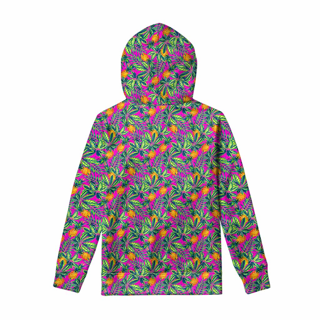 Hot Purple Pineapple Pattern Print Pullover Hoodie