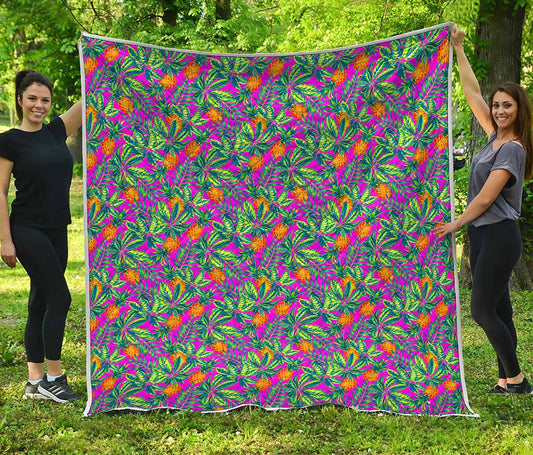 Hot Purple Pineapple Pattern Print Quilt