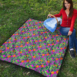 Hot Purple Pineapple Pattern Print Quilt