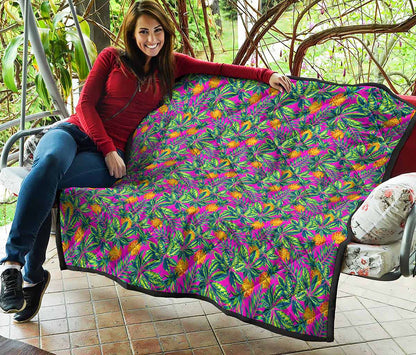 Hot Purple Pineapple Pattern Print Quilt
