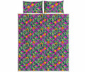 Hot Purple Pineapple Pattern Print Quilt Bed Set
