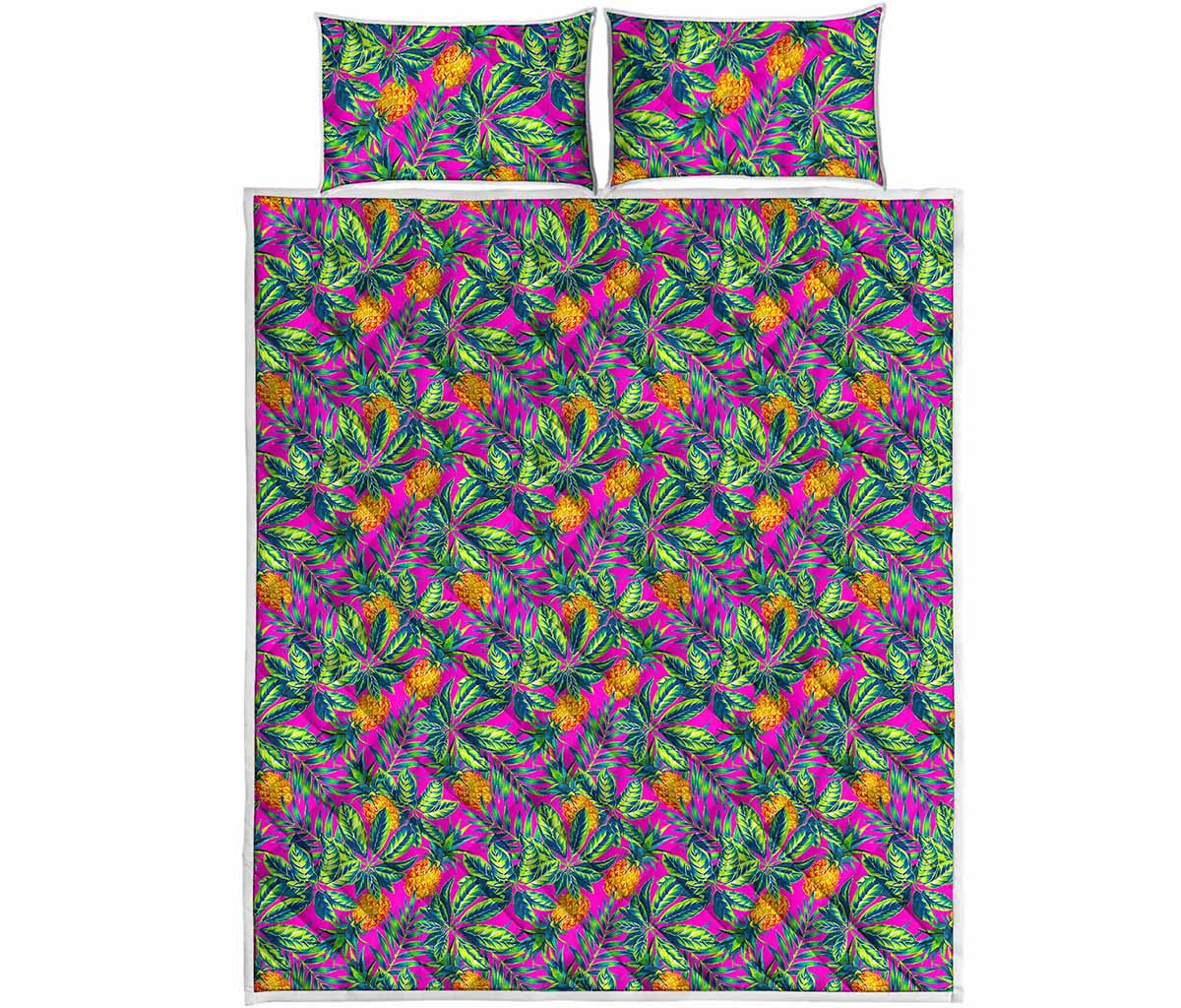 Hot Purple Pineapple Pattern Print Quilt Bed Set