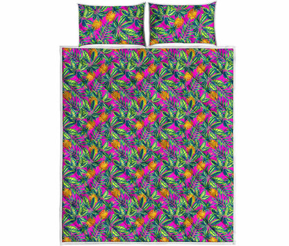Hot Purple Pineapple Pattern Print Quilt Bed Set