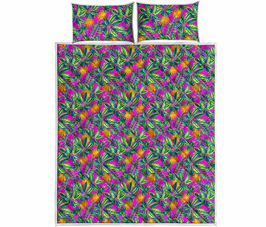Hot Purple Pineapple Pattern Print Quilt Bed Set
