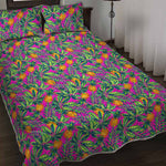 Hot Purple Pineapple Pattern Print Quilt Bed Set